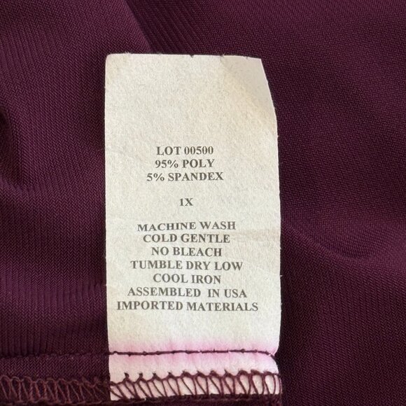 VKY & Co Sleek Plum Dress 3/4 Sleeve Round Neck 1X - Picture 5 of 5